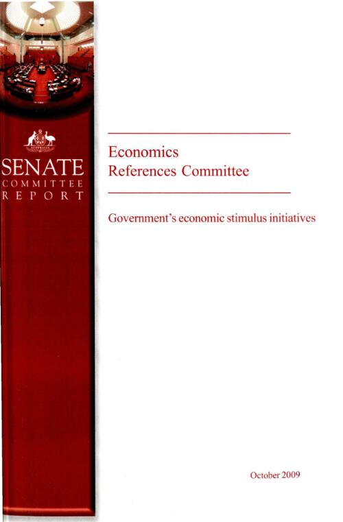 Government's economic stimulus initiatives / Economics References Committee