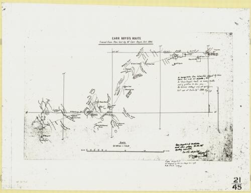 Carr Boyd's route [from Western Australia to Warina, ie. Warrina, S. Aust., showing track from Mount Margaret to the Northern Territory border] [cartographic material] / [by Mr. Carr Boyd, Oct. 1895