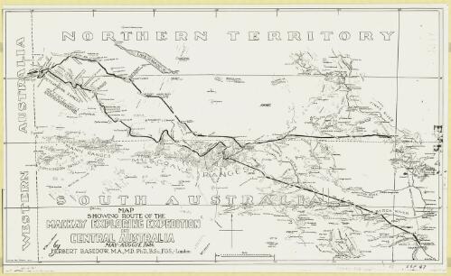 Map showing route of the Mackay Exploring Expedition in Central Australia May-August 1926 [cartographic material] / by Herbert Basedow