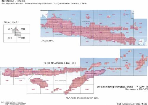 Topographical map, Indonesia [cartographic material] = Peta rupabumi Indonesia : 1:25 000 / dibuat dan diterbitkan oleh : Badan Koordinasi Survey dan Pemetaan Nasional