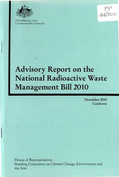 Advisory report on the National Radioactive Waste Management Bill 2010