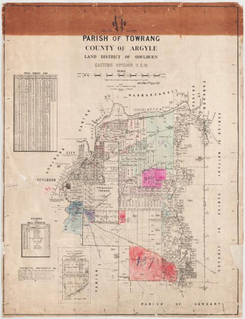 Parish of Towrang, County of Argyle [cartographic material] / compiled, drawn and printed at the Department of Lands, Sydney