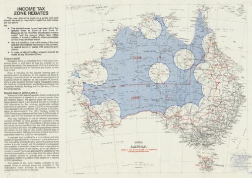 Australia : zones A and B for income tax purposes (including special zone areas) [cartographic material] / Natmap