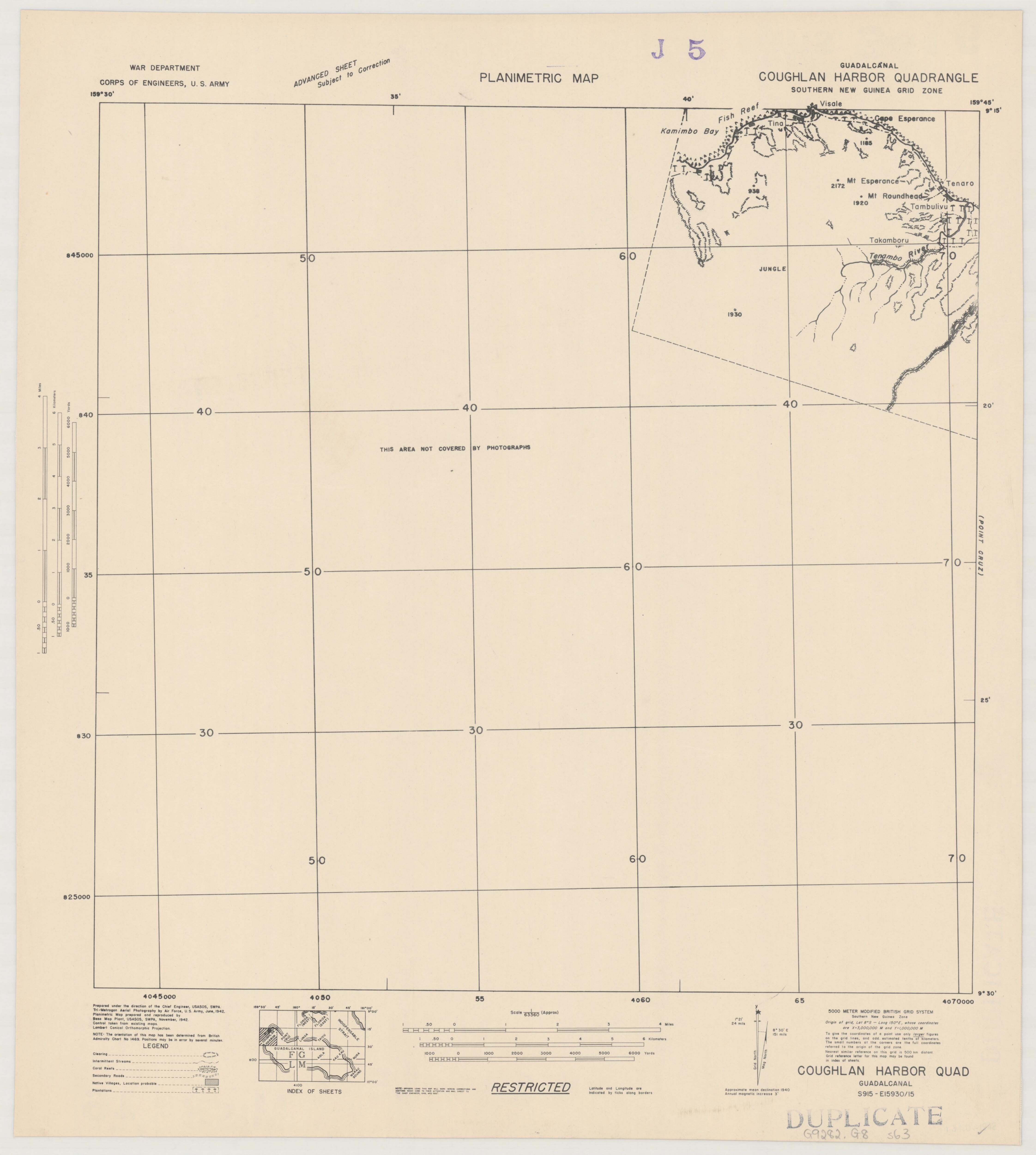 Planimetric Map Guadalcanal Cartographic Material RepresentativeImage