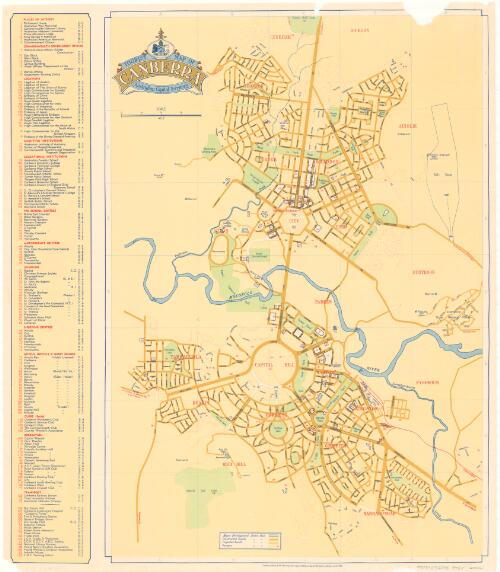 Tourist map of Canberra, Australian Capital Territory [cartographic material] / compiled and drawn by the Planning & Development Branch, Dept. of the Interior, Canberra, A.C.T. 1955
