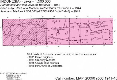Java and Madura 1:500 000 [cartographic material] / by Base Map Plant, U.S. Army. G.H.Q., S.W.P.A