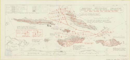 British Solomon Islands showing known field data and bathymetry from Admiralty data [cartographic material] : also main folding and fracture patterns / Geological Survey Dept., B.S.I.P