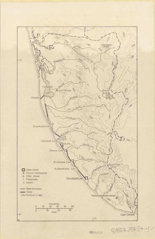 [Map of Travancore, India] [cartographic material]