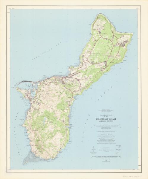 Topographic map of the island of Guam, Mariana Islands [cartographic material] / mapped  by the Army Map Service, published for civil use by the Geological Survey, compiled in 1954 by the Army Map Service