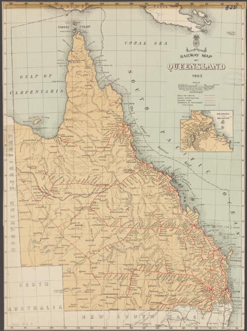 Railway map of Queensland, 1953 [cartographic material] / compiled and drawn at the Chief Engineers Office, Railway Department, Brisbane