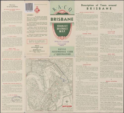 R.A.C.Q. Brisbane tourist district map [cartographic material] / Royal Automobile Club of Queensland