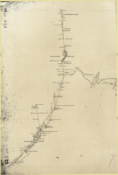 [Part of, Copy of rough plan showing explorations by Mr. Winnecke] [cartographic material] : [Alice Springs to the Herbert River and Tennant Creek, Northern Territory]