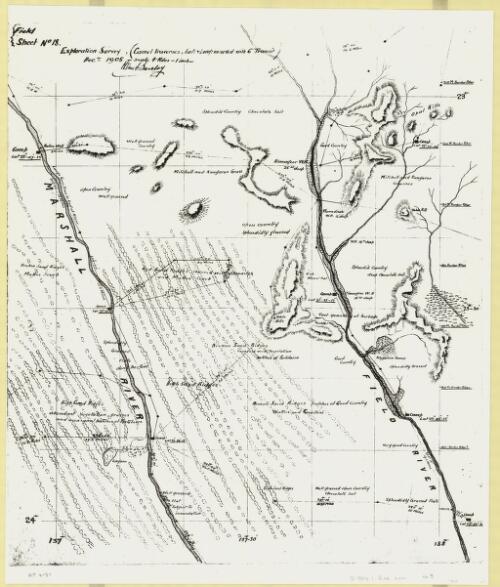 Exploration survey [Marshall, ie. Hay, and Field Rivers, Northern Territory]. Field sheet no. 18 [cartographic material] : Camel traverses, lat. & long. observed with 6 transit Dec. 1905 / H. Vere Barclay
