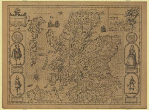 The Kingdome of Scotland [cartographic material] / performed by Iohn Speed and are to be sold in Popes head alley by Iohn Sudbury and George Humbell ..., 1610
