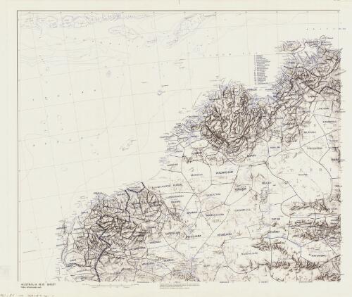Tribal boundaries in Aboriginal Australia / Norman B. Tindale. Tribal boundaries drawn by Winifred Mumford on a base map produced by the Division of National Mapping, Dept. of National Development, Canberra, Australia
