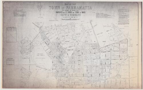 Map of the town of Parramatta and suburban and adjacent lands [cartographic material] : Parishes of St. John and Field of Mars, County of Cumberland, Metropolitan Land District / compiled, drawn & printed at the Department of Lands, Sydney, N.S.W