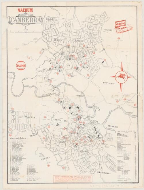 Vacuum tourist plan Canberra 1951 [cartographic material] / compiled and drawn by Australian Contract Drafting Co. Sydney exclusively for Vacuum Oil Company Pty Ltd