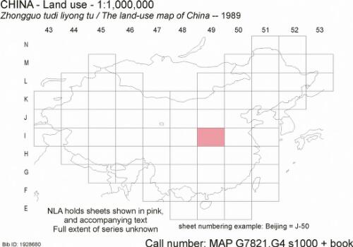 Zhongguo tu di li yong tu 1:1,000,000 [cartographic material] = The land-use map of China / 1:1000000 Zhongguo tudi liyong tu bian wei hui zhubian = Edited by the Editorial Committee of 1:1000000 Land-use map of China ; zeren bianji: Yang Jintian