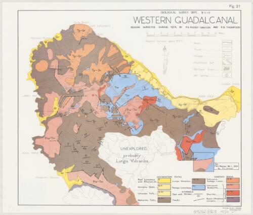 Western Guadalcanal [cartographic material] / Geological Survey Dept., B.S.I.P