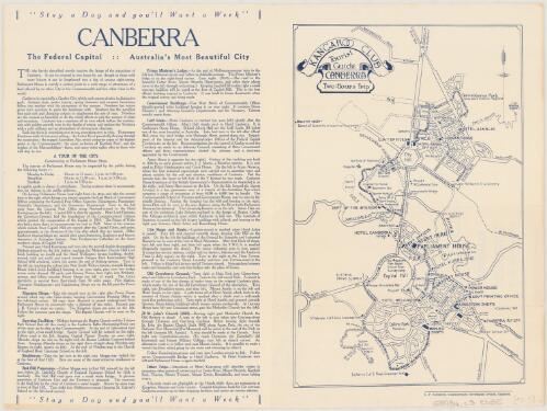 Tourist guide, Canberra [cartographic material] : two hours trip / Kangaroo Club