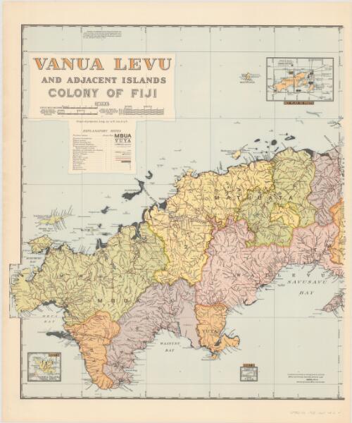 Vanua Levu and adjacent islands, Colony of Fiji [cartographic material] / compiled and drawn at the Department of Lands, Mines, and Surveys, Suva, Fiji, Jan. 1948 ; cartography by Aubrey V. Guy