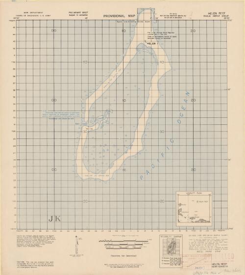 Helen Reef, Radja Ampat Group [cartographic material] : provisional map / War Dept., Corps of Engineers, U.S. Army ; prepared and reproduced under the direction of the Engineer, Sixth U.S. Army by 69th Engineer Topo. Co., July 1944