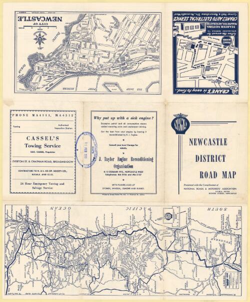 Newcastle district road map [cartographic material] / presented with the compliments of National Roads & Motorists' Association