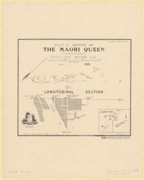 Plan & section of the Maori Queen, Ravensthorpe, Phillips River G.F. [cartographic material]