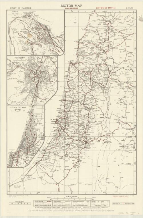 Motor map [cartographic material] / compiled, drawn & printed by Survey of Palestine, 1940