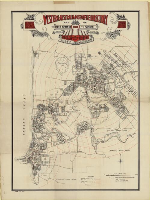 Western Australia Post Office Directory map of Perth, Fremantle and suburbs 1908 [cartographic material] / Wise's Directories ; compiled by Edwin J. Ruck