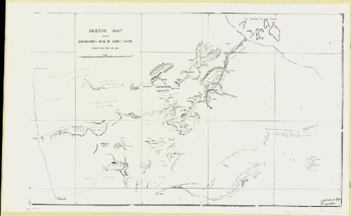 Sketch map showing explorations made by Ernest Favenc during 1878-9, 1882 and 1883 [cartographic material] : attached to Capt. Barclay's plans