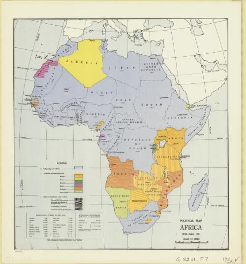 Africa [cartographic material] : political map, 30th June, 1961 / produced by the Division of National Mapping