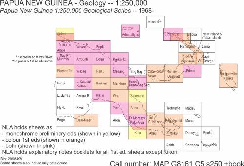 Papua New Guinea 1:250 000 geological series [cartographic material]  / compiled by the Bureau of Mineral Resources, Geology and Geophysics, Department of Minerals and Energy in co-operation with the Geological Survey of Papua New Guinea