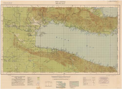 Milne Bay [cartographic material] / compilation, surveyed and compiled in May '43 by 3 Aust. Fd. Svy. Coy. AIF, with the aid of air photographs ; reproducction,  6 Aust. Army Topo. Svy. Coy., July '43