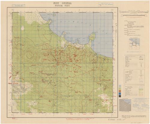 Wewak west [cartographic material] / compilation & detail, LHQ Cartographic Coy., Aust. Svy. Corps. from Yarabos, Wewak, Moem, Paparam, Paliama and Kumbugora 1:25,000 printed copies ; drawing, LHQ Cartographic Coy., Aust. Svy. Corps. May 45 ; reproduction, LHQ Cartographic Coy., Aust. Svy. Corps. May 45