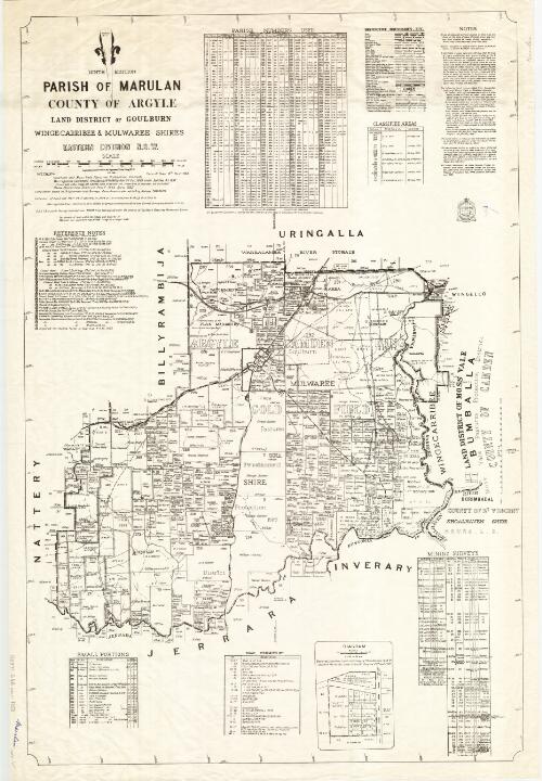 Parish of Marulan, County of Argyle [cartographic material] : Land District of Goulburn, Wingecarribee & Mulwaree Shires, Eastern Division N.S.W. / compiled, drawn and printed at the Department of Lands, Sydney, N.S.W