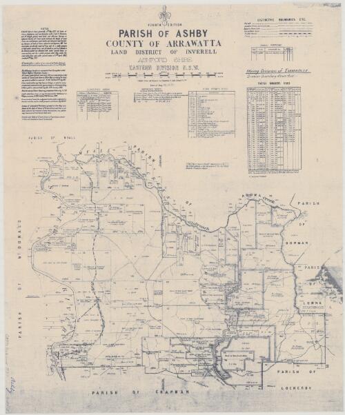 Parish of Ashby, County of Arrawatta [cartographic material] : Land District of Inverell, Ashford Shire, Eastern Division N.S.W. / compiled, drawn and printed at the Department of Lands, Sydney N.S.W