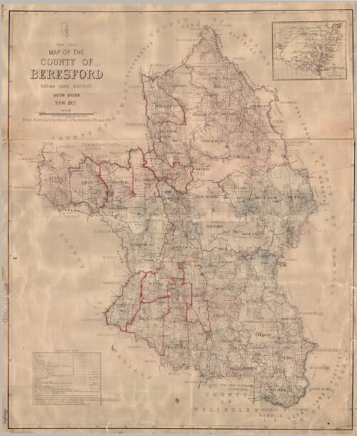 Map of the County of Beresford, Cooma Land District, Eastern Division, N.S.W. 1921 [cartographic material]  / compiled, drawn and printed at the Department of Lands, Sydney N.S.W