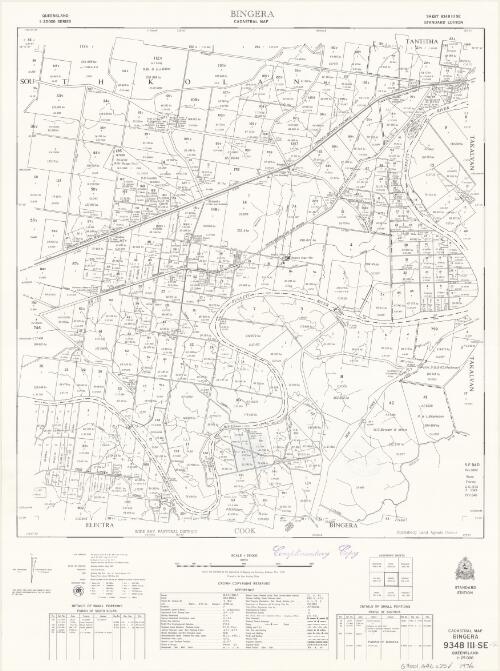 Queensland 1:25 000 series cadastral map. 9348 III SE, Bingera [cartographic material] / Department of Mapping and Surveying
