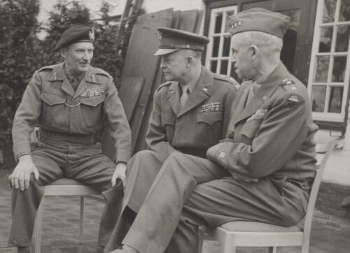 Field Marshal Bernard Montgomery with Dwight D. Eisenhower and General Omar Bradley [picture]