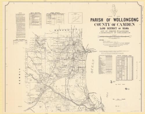 Parish of Wollongong, County of Camden [cartographic material] : Land District of Kiama, City of Greater Wollongong & Municipality of Shellharbour, within Division - Eastern ... / compiled, drawn and printed at the Department of Lands, Sydney
