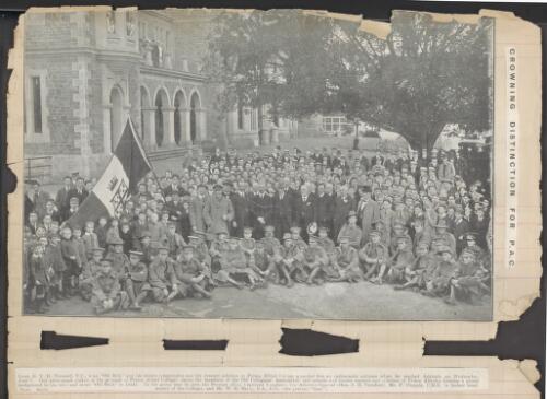 Press cutting tittled Crowning distinction for P.A.C. [Prince Alfred College]. [picture]