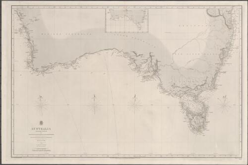 Australia, southern portion [cartographic material] : from the surveys of Captains Flinders, King, Wickham, Stokes, Owen Stanley & Denham, Royal Navy / compiled by Mr. F.J. Evans, Master R.N. ; drawn by S. Horsfield, Hydrographic Office ; engraved by J. & C. Walker