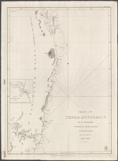 Chart of Terra Australis. Sheet II, East coast [cartographic material] / by M. Flinders, Commr. of H.M. Sloop Investigator, 1799-1802