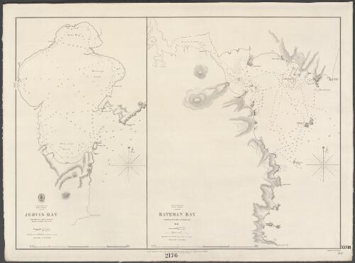 Australia, East Coast, Jervis Bay [cartographic material] : Australia, East Coast, Bateman Bay / surveyed by Captn. J.L. Stokes and R. Beecroft, Mastr. R.N. ; [Australia, East Coast, Bateman Bay] surveyed by Captn. J.L. Stokes ; engraved by J. & C. Walker