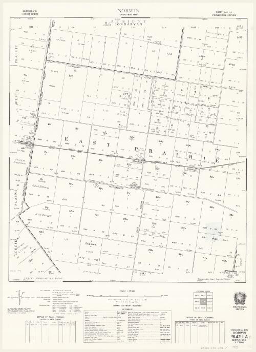 Queensland 1:25 000 series cadastral map. 9142 1 A, Norwin [cartographic material] / drawn and published at the Survey Office