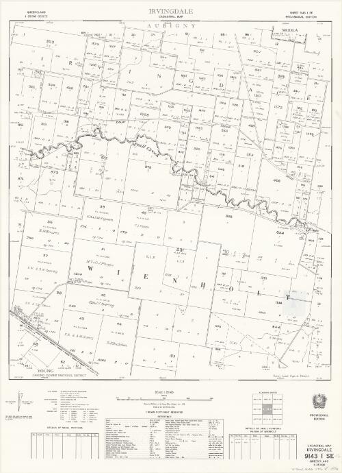 Queensland 1:25 000 series cadastral map. 9143 I SE, Irvingdale [cartographic material] / drawn and published at the Survey Office