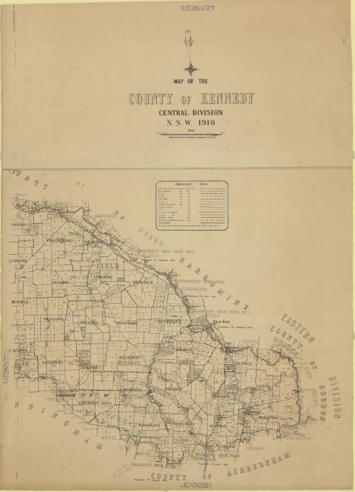 Map of the County of Kennedy, Central Division, N.S.W. 1916 [cartographic material] / compiled, drawn and printed at the Department of Lands, Sydney, N.S.W. ; [cartographer] [F.?] Schultz