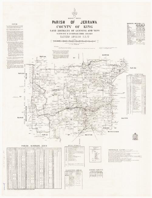 Parish of Jerrawa, County of King [cartographic material] : Land Districts of Gunning and Yass, Gunning & Goodradigbee Shires, Eastern Division N.S.W. / compiled, drawn & printed at the Department of Lands, Sydney N.S.W