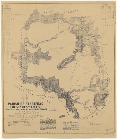Parish of Sassafras, County of St Vincent [cartographic material] : Land Districts of Nowra & Braidwood, Clyde Shire, Eastern Division N.S.W. / compiled, drawn and printed at the Department of Lands, Sydney N.S.W